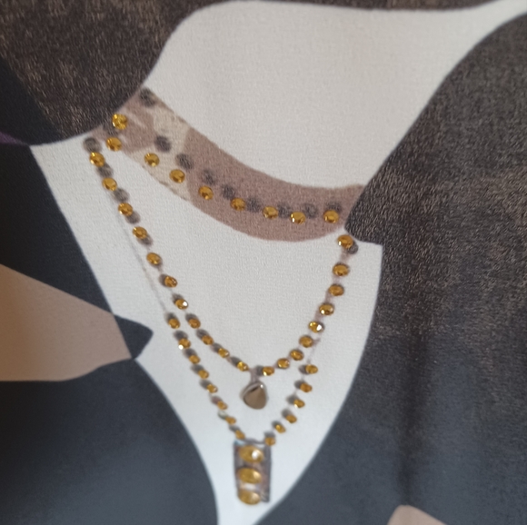 Bali Corp. Womens Size XL Art Deco Lady Silhouette with gold beaded jewelry - Picture 2 of 8